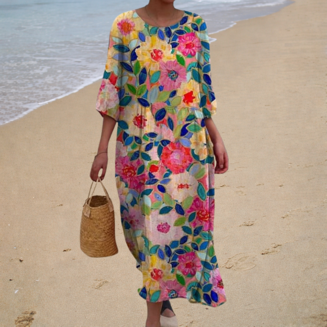 Céline – Robe Longue Fleurs Colorées