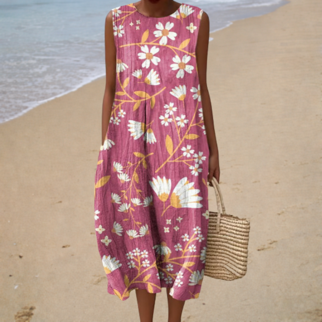 Apolline – Robe Rose Sans Manches