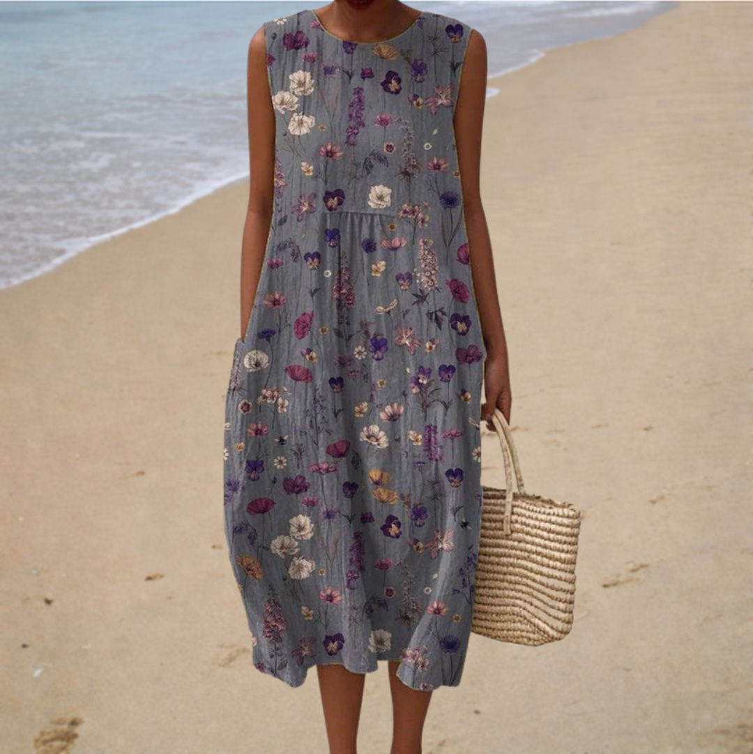 Eugénie – Robe Violette Sans Manches