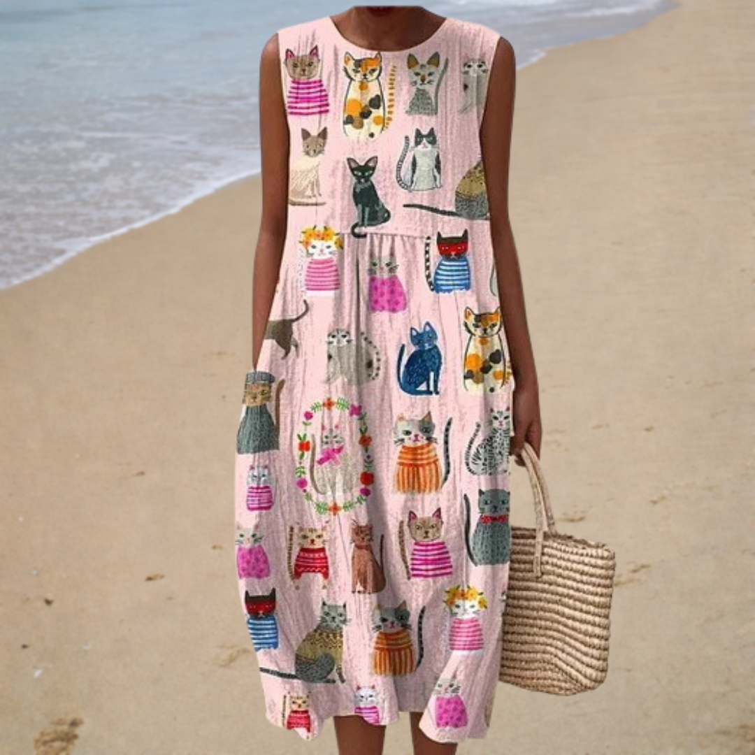Cécile – Robe Sans Manches Fantaisie