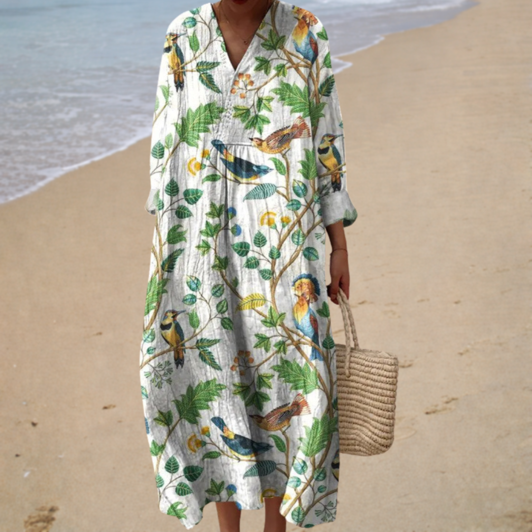 Diane – Robe Imprimée Verte Nature