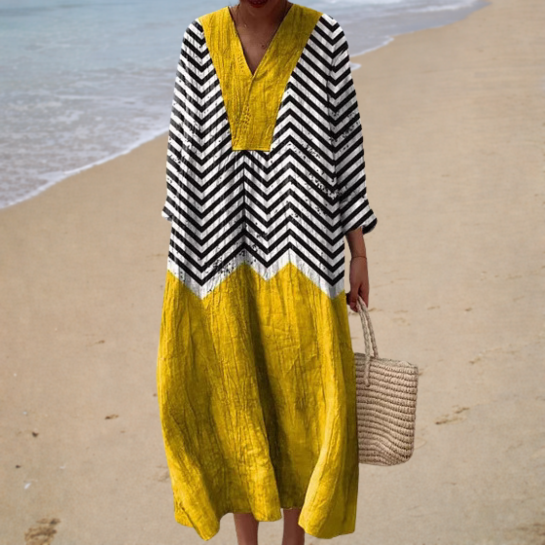 Mathilde – Robe Imprimée Jaune