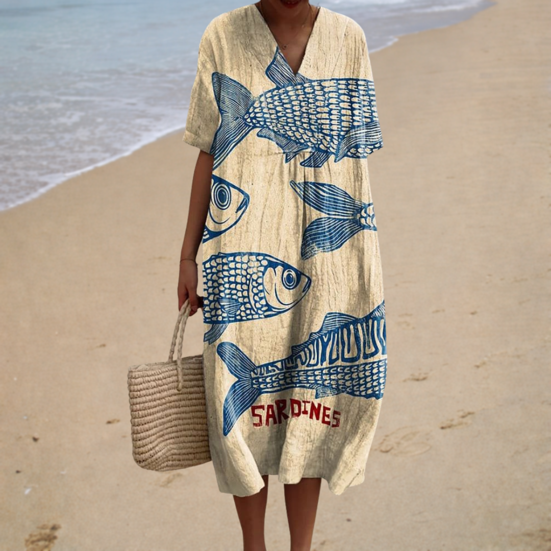 Angélique – Robe Imprimé Marin