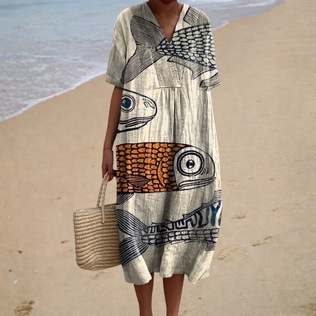 Jeanne – Robe Imprimé Marin