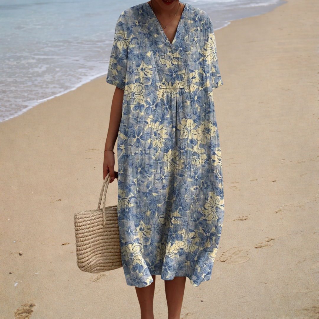Estelle – Robe Fleurs Bleues